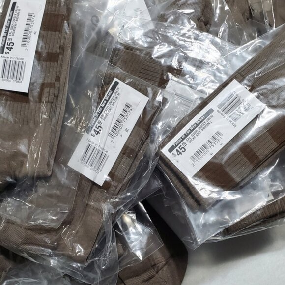 NWT ERL Logo Unisex Brown Crew Socks Sz L - Picture 4 of 6